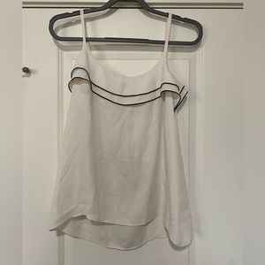 Loft Tank top size Medium Ruffle Cream‎ with Black Trim